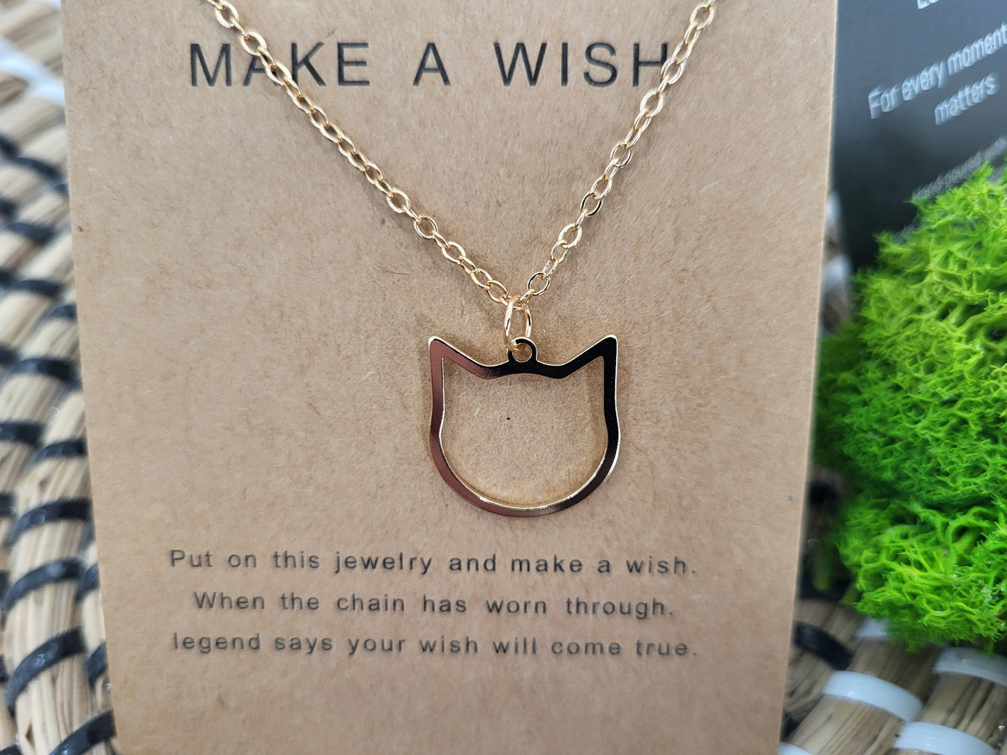 Make a Wish- Gold Cat Necklace