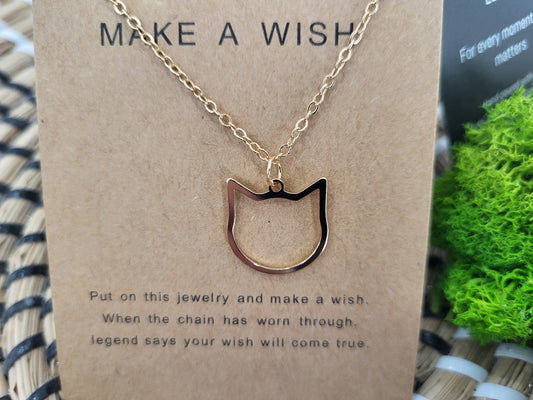 Make a wish- Gold Cat Necklace